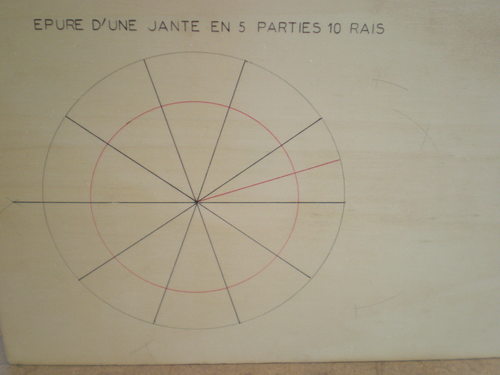 Epure d'une jante en 5 parties 10 rais